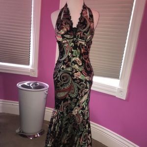 Dina Bar-El Paisley Satin Formal Dress